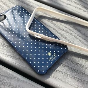 Navy and white polka dot phone case